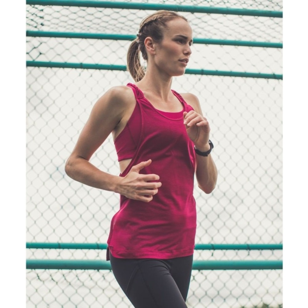 Lululemon Women's Stash‎ It Bumble Berry Orange Built-In Bra Tank Top Size 6